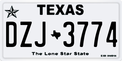TX license plate DZJ3774