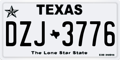 TX license plate DZJ3776