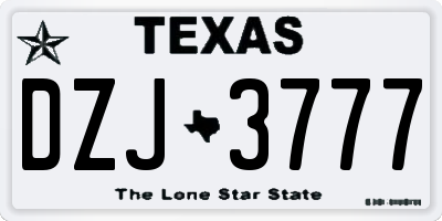 TX license plate DZJ3777