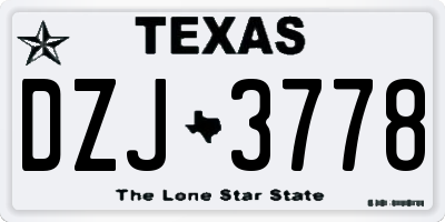 TX license plate DZJ3778