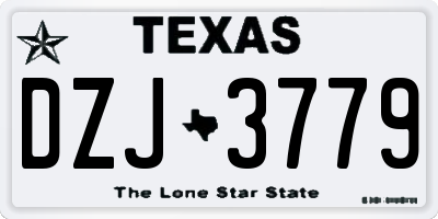 TX license plate DZJ3779