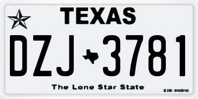 TX license plate DZJ3781