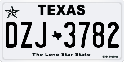 TX license plate DZJ3782