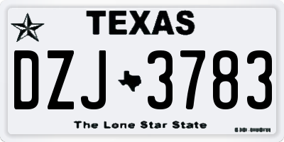 TX license plate DZJ3783