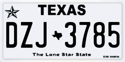 TX license plate DZJ3785