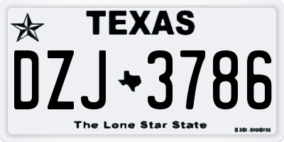 TX license plate DZJ3786