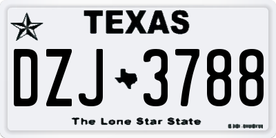 TX license plate DZJ3788