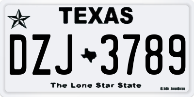 TX license plate DZJ3789