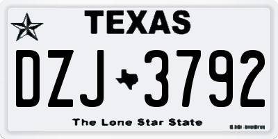 TX license plate DZJ3792