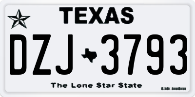 TX license plate DZJ3793