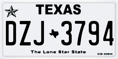 TX license plate DZJ3794