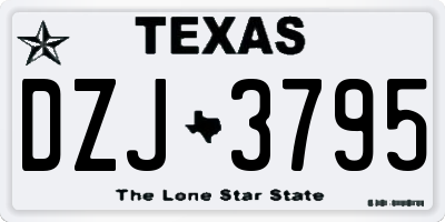 TX license plate DZJ3795
