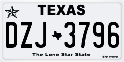 TX license plate DZJ3796