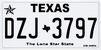 TX license plate DZJ3797