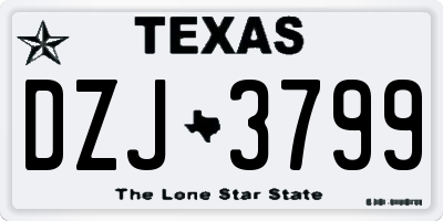 TX license plate DZJ3799