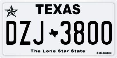 TX license plate DZJ3800