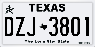 TX license plate DZJ3801