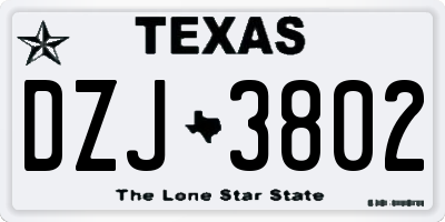 TX license plate DZJ3802