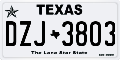 TX license plate DZJ3803