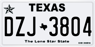 TX license plate DZJ3804