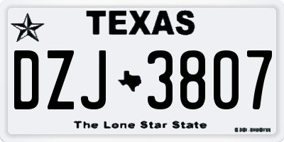 TX license plate DZJ3807