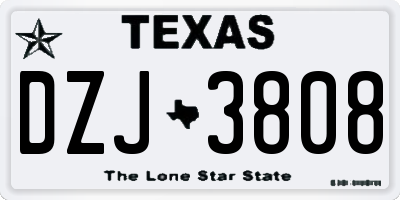 TX license plate DZJ3808