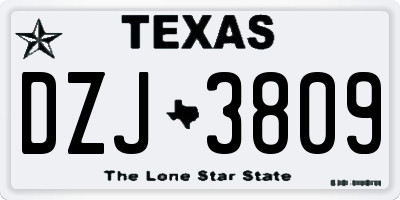 TX license plate DZJ3809