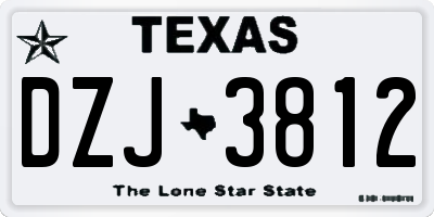 TX license plate DZJ3812
