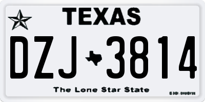 TX license plate DZJ3814
