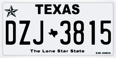 TX license plate DZJ3815