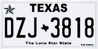 TX license plate DZJ3818