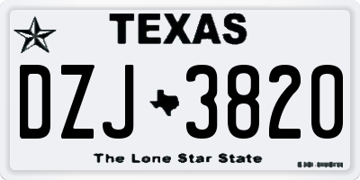 TX license plate DZJ3820