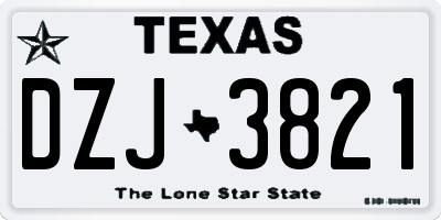 TX license plate DZJ3821