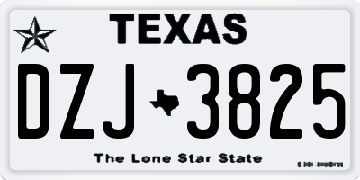 TX license plate DZJ3825