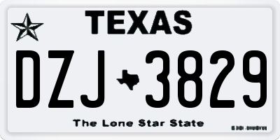TX license plate DZJ3829