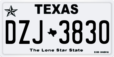 TX license plate DZJ3830