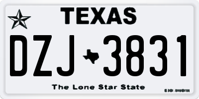 TX license plate DZJ3831