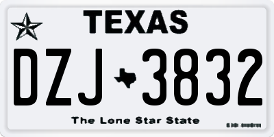TX license plate DZJ3832
