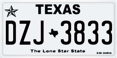 TX license plate DZJ3833