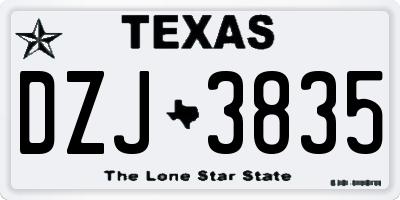 TX license plate DZJ3835
