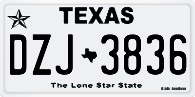 TX license plate DZJ3836