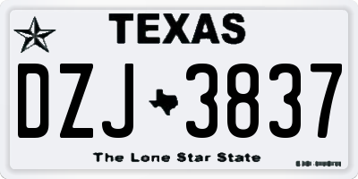 TX license plate DZJ3837