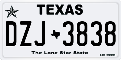 TX license plate DZJ3838