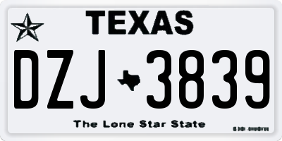 TX license plate DZJ3839