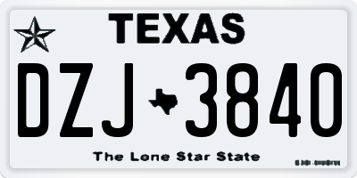 TX license plate DZJ3840