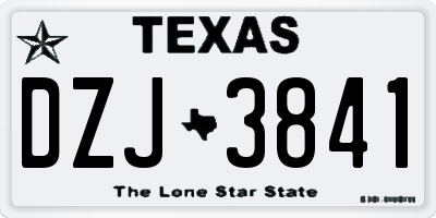 TX license plate DZJ3841