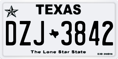 TX license plate DZJ3842
