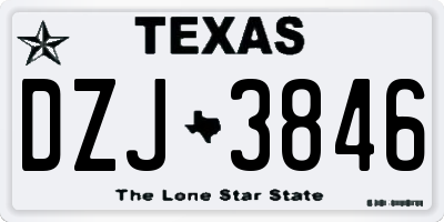 TX license plate DZJ3846