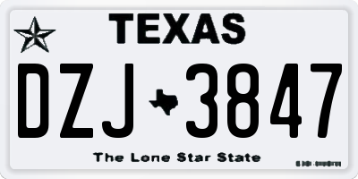 TX license plate DZJ3847