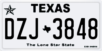 TX license plate DZJ3848